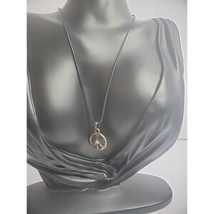 New Vintage Cookie Lee Necklace Corded Peace Sign Pendant Jewelry Costume
